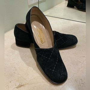 Salvatore Ferragamo black suede pumps